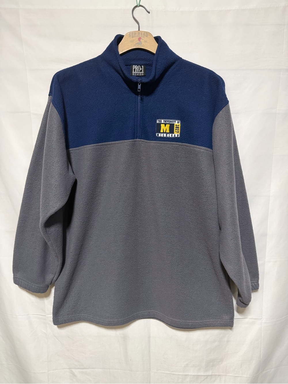 Vintage Michigan Wolverines Pro 1 Quarter Zip Fleece Pullover XL